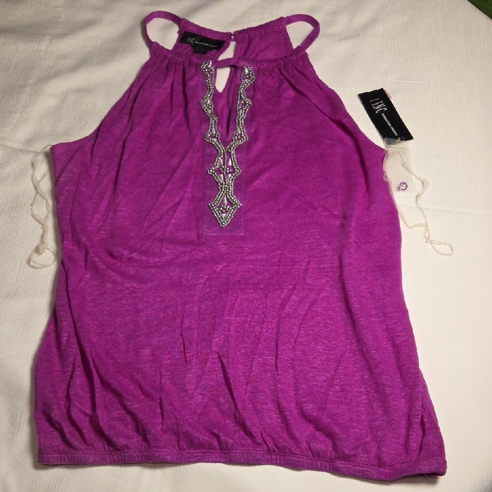 INC International Concepts Purple Tank Top with Silver Details
